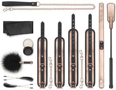 Rosy Gold Kinky Set BDSM Kit σε Μαύρο Χρώμα 9τμχ