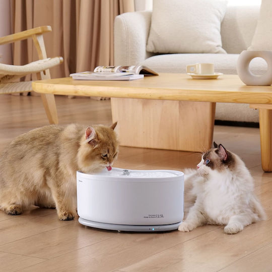 Baseus Автоматичен Поилка / Фонтан от ABS пластмаса за Куче & Котка с Основа 2.5lt в Бял Цвят