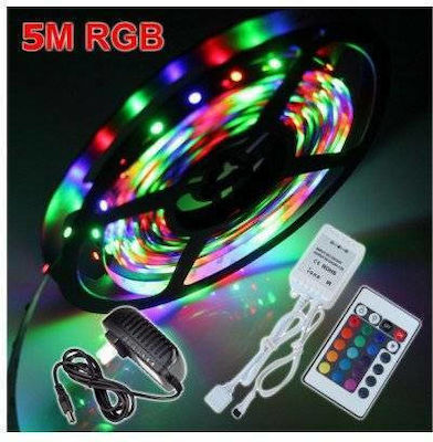 Bandă LED Alimentare 12V RGB Lungime 5m Set cu Telecomandă și Alimentare