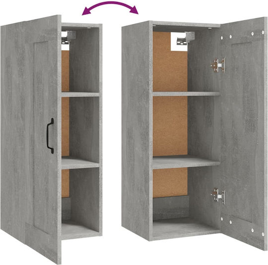 vidaXL Wandvitrine aus Spanplatte Grau Beton 35x34x90cm