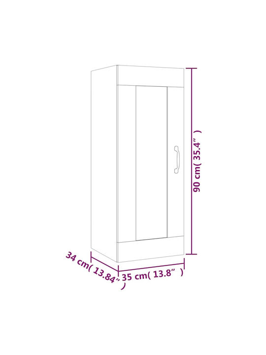 Kabinett Wand Grey Concrete 35x34x90cm