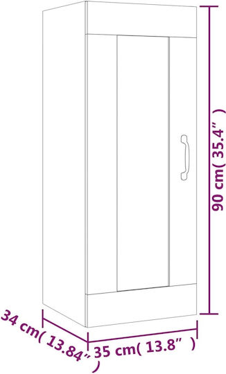 vidaXL Wandvitrine aus Spanplatte Grau Beton 35x34x90cm