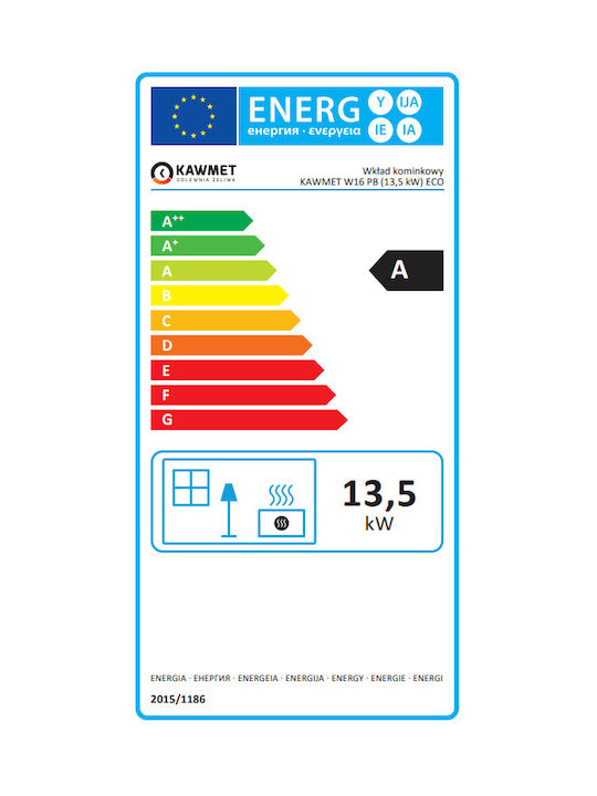Kawmet W16 PB Eco Șemineu cu inserție Lemn 13.5kW Colțul din dreapta cu o ușă care se deschide