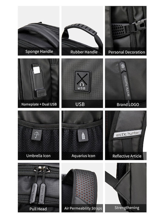 Arctic Hunter B00388 Wasserdicht Tasche Rucksack für Laptop 15.6" in Schwarz Farbe