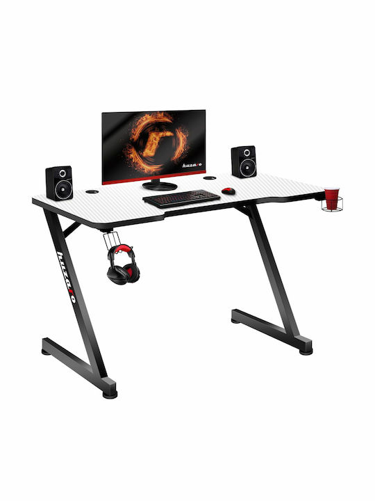 Γραφείο Gaming Hero 2.5 Ξύλινο Λευκό με Μεταλλικά Πόδια & LED 120x60x75εκ.