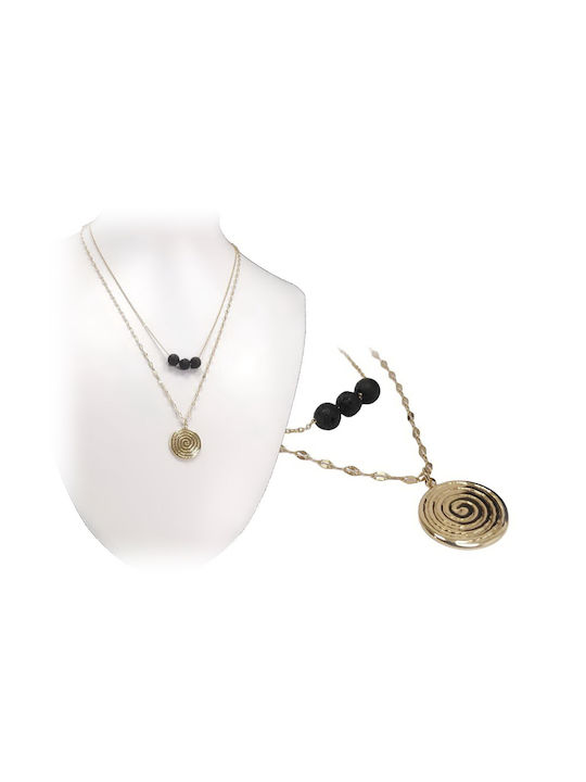 Luca Barra Necklace Double from Gold Plated Steel