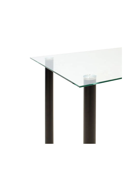 Teide Table Kitchen with Glass Surface Transparent / Black 140x80x75cm