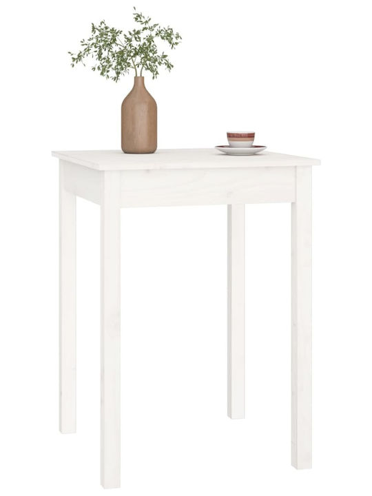 Square Table Kitchen from Solid Wood White 55x55x75cm