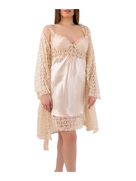 FMS Women's Wedding Dress Set Nightgown-Robra 470 Gold