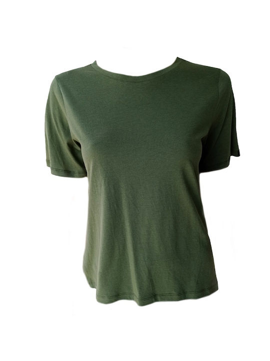 bs collection Damen-T-Shirt Tencel / Baumwolle Khaki - Premium Qualität