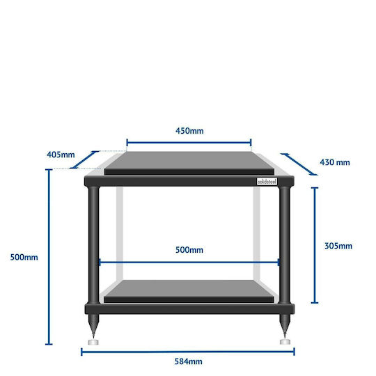 Solidsteel S5-2 Стелаж 2 нива Черен 58.4x50x43см