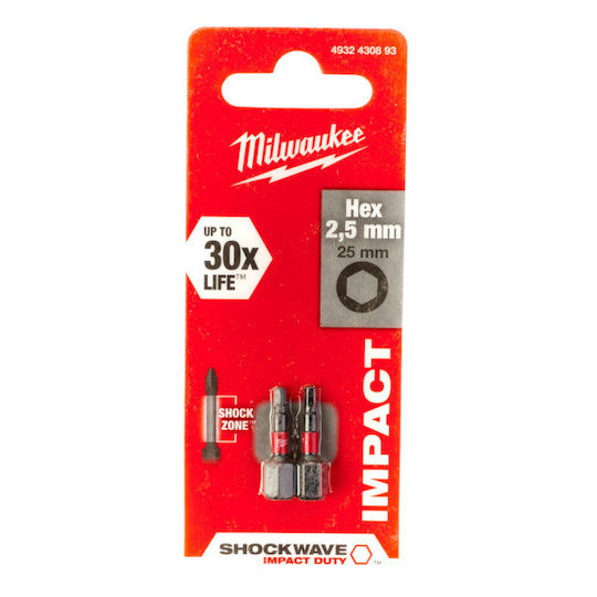 Milwaukee Shockwave Set 2 Screwdriver Bits Allen