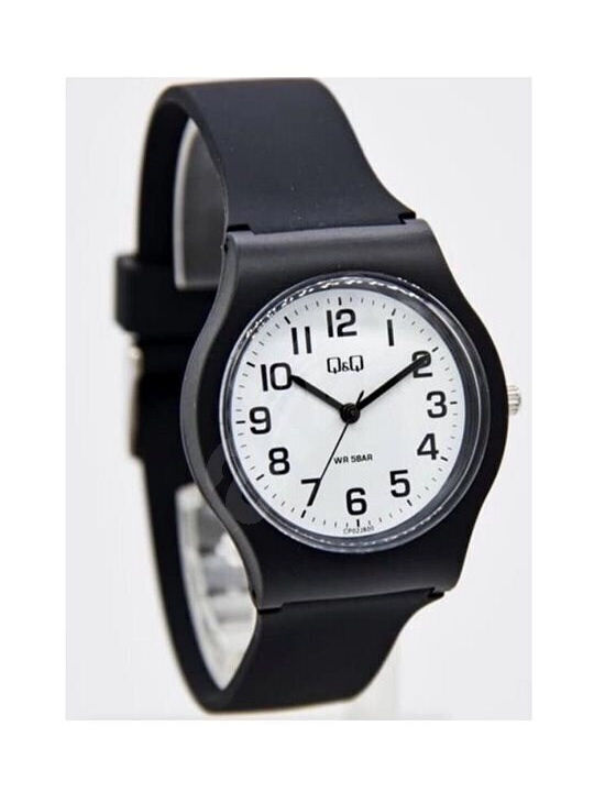 Q&Q Damen Uhr mit Schwarz Kautschukarmband