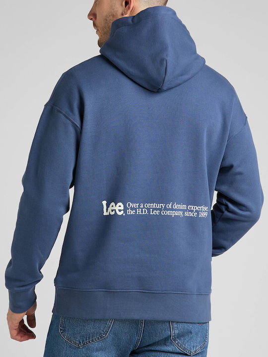 Lee Men's Sweatshirt with Hood and Pockets Blue