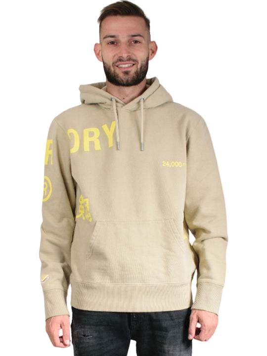 Stacked Sweatshirt with Hood Beige