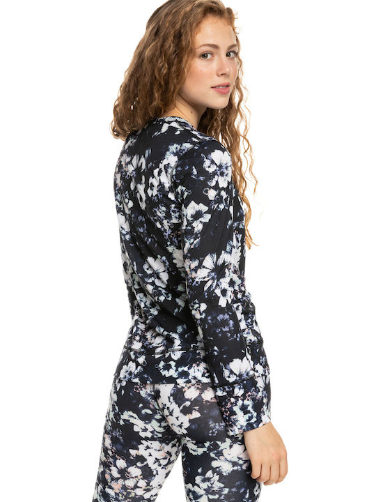 Roxy Damen Bluse Langärmelig Blumen Schwarz