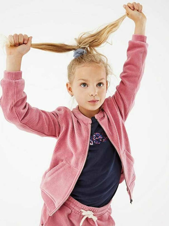 Kinderstrickjacke mit Kapuze Rosa