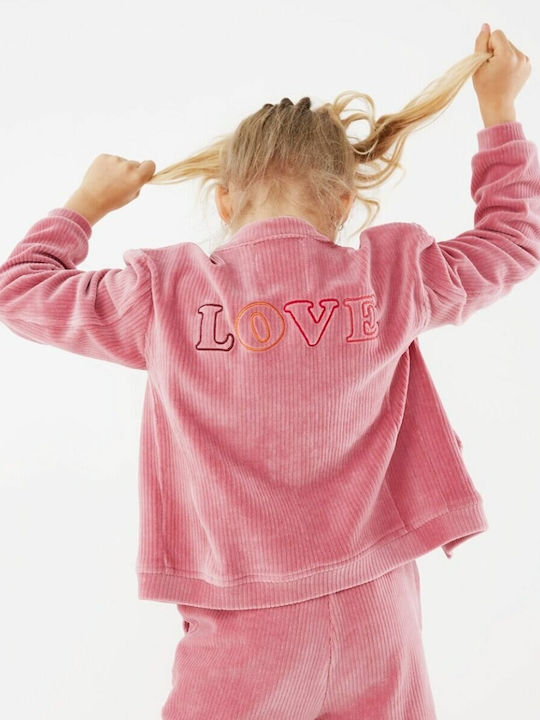 Kinderstrickjacke mit Kapuze Rosa