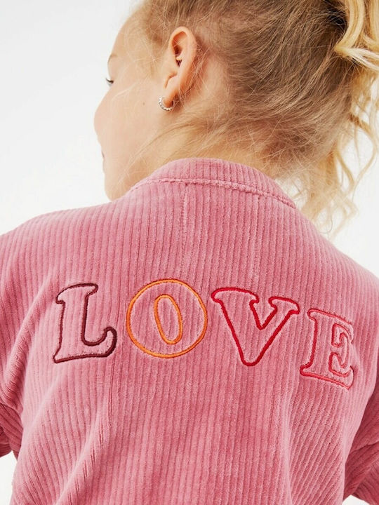 Kinderstrickjacke mit Kapuze Rosa