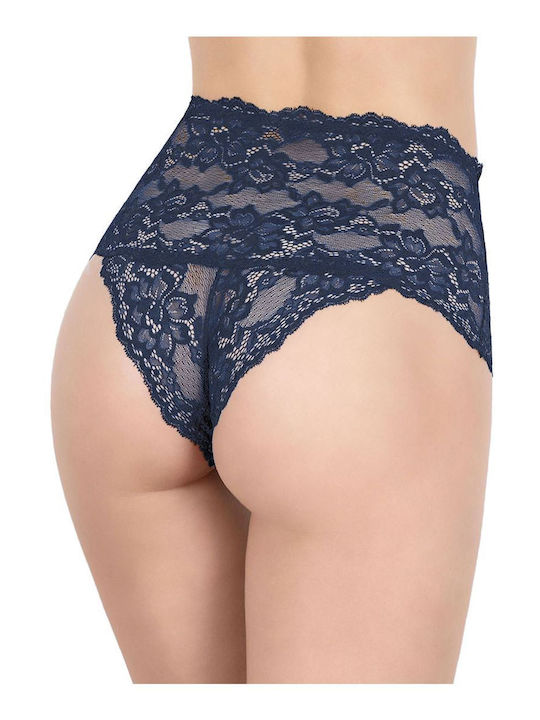 Milena by Paris High-waisted Women's Brazil with Lace Blue