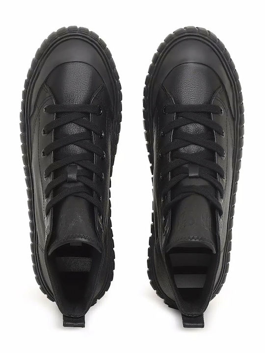 S-Hanami Damen Flatforms Stiefel Schwarz