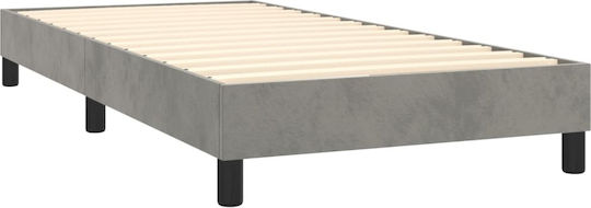 Betten Einzel mit Stoff in Hellgrau für Matratze 100x200cm