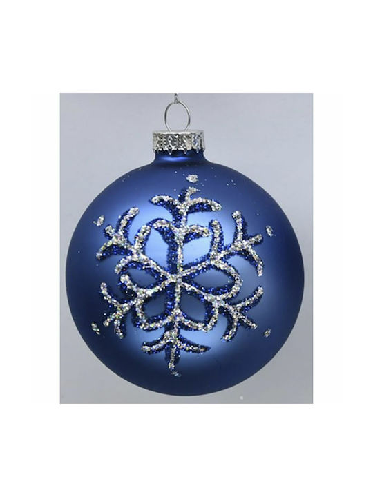 Hanging Ball Ornament Glass Blue Set 12pcs