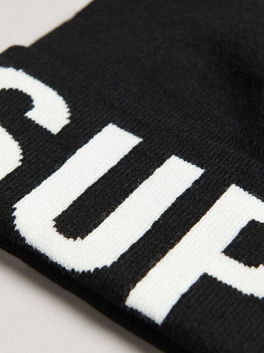 Mountain Knitted Beanie Cap Navy Blue
