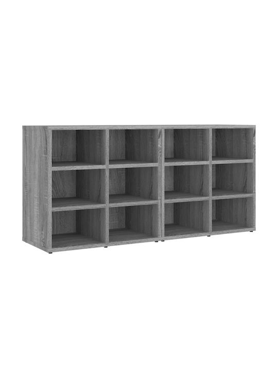 Wooden Shoe Organizer with 3 Shelves Grey Sonoma 52.5x30x50cm 2 pieces