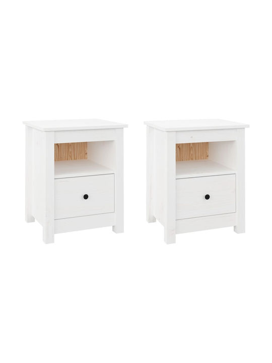Bedside Tables of Solid Wood 2pcs White 40x35x49cm
