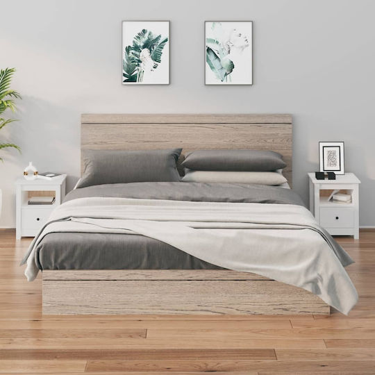 Noptiere din Lemn Masiv Albe 2buc 40x35x49cm