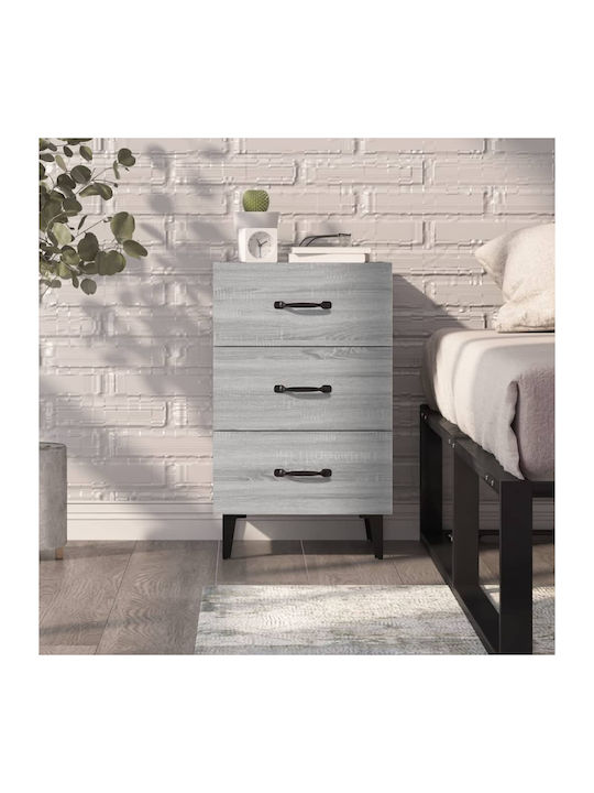 Wooden Bedside Table Γκρι Sonoma 40x40x66cm