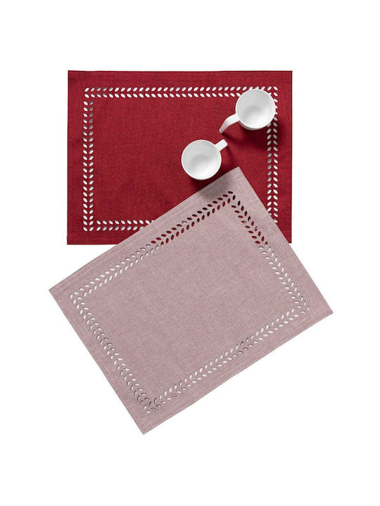 Silk Fashion BG18 Placemat Fabric Red-Anthracite 45x35cm 1pcs