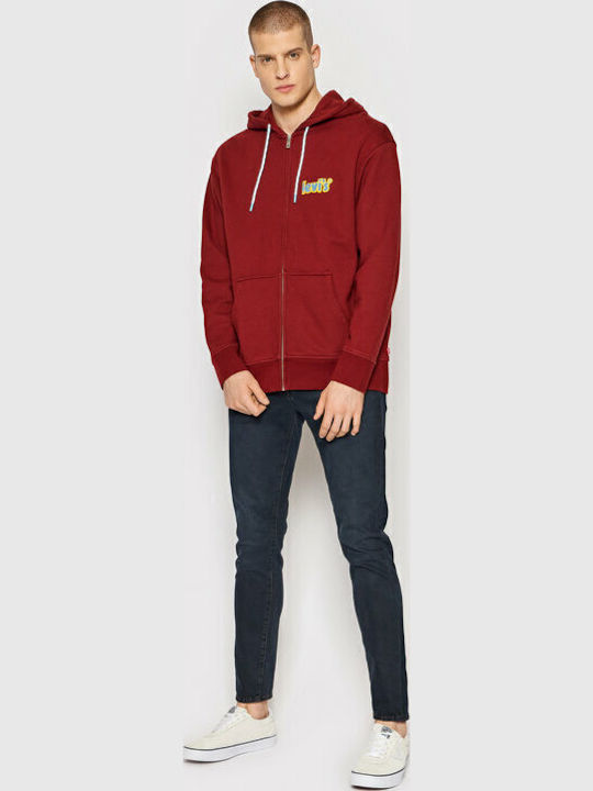 Graphic Sweatshirt mit Kapuze Burgundisch