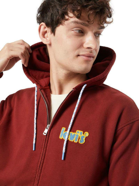 Graphic Sweatshirt mit Kapuze Burgundisch