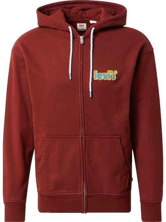 Graphic Sweatshirt mit Kapuze Burgundisch