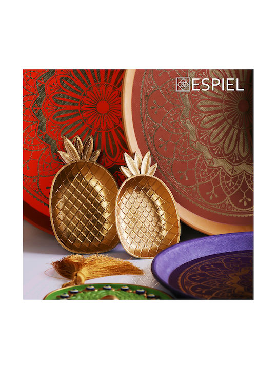 Espiel Pineapple Serving Bowl Round Plastic Gold with Diameter 14cm 3pcs