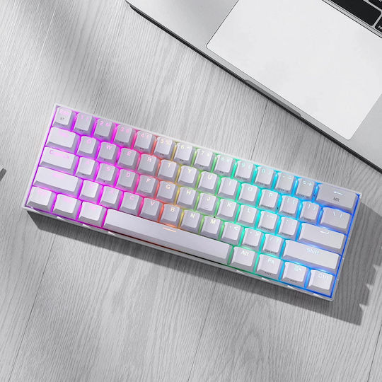Redragon K530 Draconic Pro Ασύρματο Gaming Μηχανικό Πληκτρολόγιο 60% με Custom Brown διακόπτες και RGB φωτισμό (Αγγλικό US) Λευκό