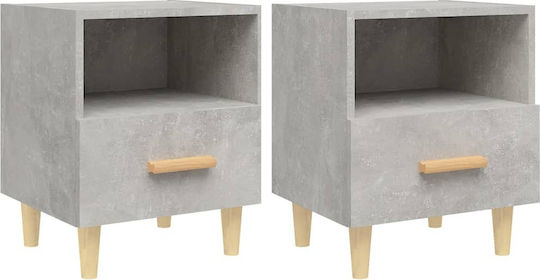 Wooden Bedside Tables 2pcs Γκρι Σκυροδέματος 40x35x47cm
