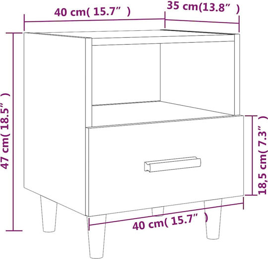Wooden Bedside Tables 2pcs Γκρι Σκυροδέματος 40x35x47cm