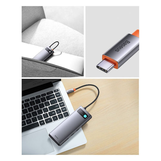 Baseus Metal Gleam Series 8in1 USB-C Docking Station με HDMI 4K PD Ethernet Γκρι