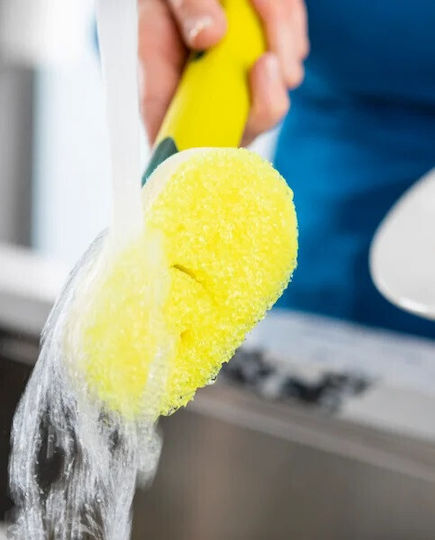 Scrub Daddy Kitchen Sponge for Dishes Yellow with Handle Dish Wand