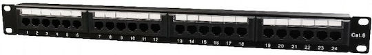 Gembird Patch Panel για Rack 1U 19" 24 Θυρών cat6 Μαύρο