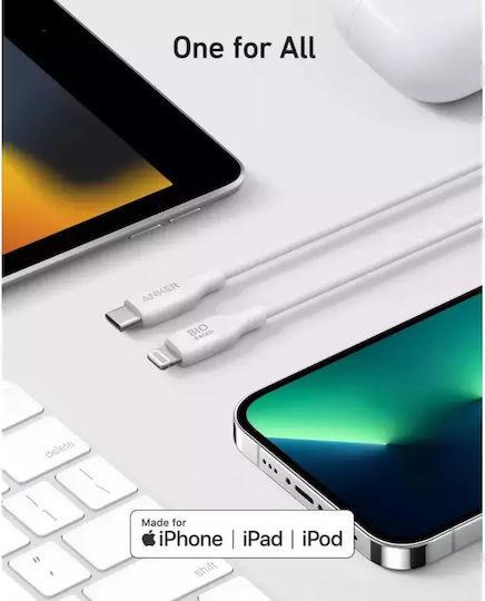 Anker Bio Braided USB-C to Lightning Cable 30W Λευκό 0.9m (A80A1G21)