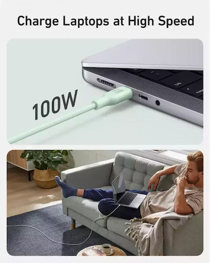 Anker Bio Braided USB 2.0 Cable USB-C male - USB-C 100W PD Πράσινο 1.8m A80E2G61