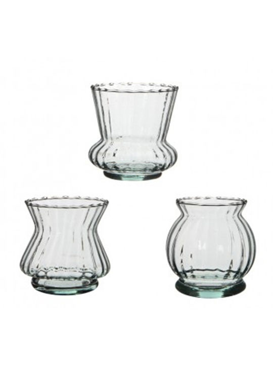 Helga Candle Holder suitable for Tealights Glass Transparent 9.5x9.5x10cm 1pcs