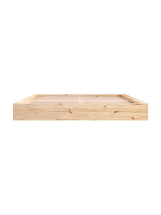King Size Bed Base Wooden Brown with Slats for Mattress 180x200cm