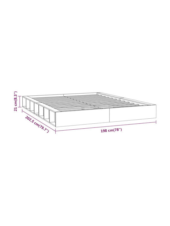 King Size Bed Base Wooden Brown with Slats for Mattress 180x200cm