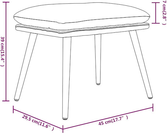 Stool Footstool Upholstered with Fabric Burgundy 45x29.5x39cm