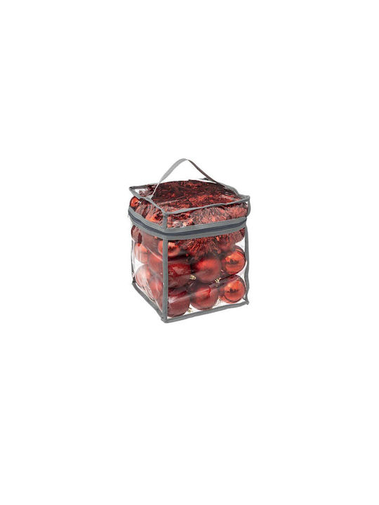 Ornament suspendat Glob Plastic Roșu Set 52buc